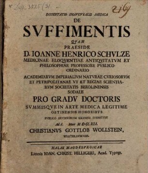 Diss. inaug. med. de suffimentis