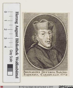 Bildnis Bernhard Gustav (Taufn.: Gustav Adolf) (von Baden-Durlach), 1671-77 Fürstabt von Fulda u. 1673-77 von Kempten