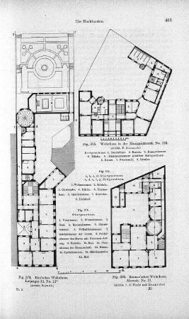 Fig. 375. Wohnhaus in der Königgrätzerstr. No. 124 ; Abbildung: Fig. 374. Bier'sches Wohnhaus, Leipziger Pl. No. 11a ; Abbildung: Fig. 376. Krause'sches Wohnhaus, Alsenstr. No. 11