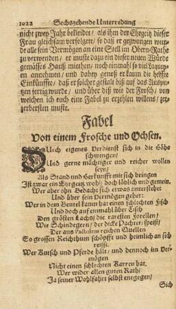Fabel Von einem Frosche und Ochsen.