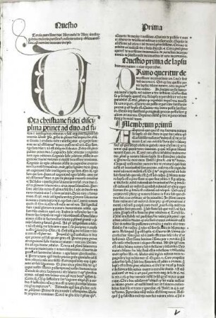 Hales, Alexander de: Summa theologiae. P. 3. Nürnberg, 1482. Buchdruck und Buchmalerei. Titelblatt mit Initiale "Q". Dresden: SLUB R 272 J