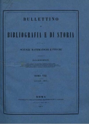 Tomo VIII. Luglio 1875.