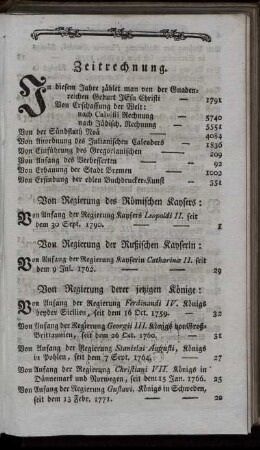 Zeitrechnung.