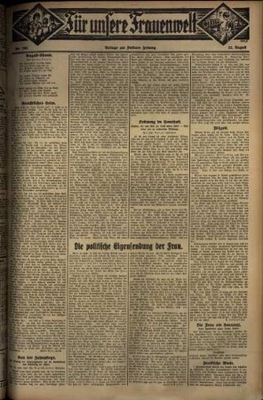 Zweite Ausgabe vom Freitag, den 22. August 1930.