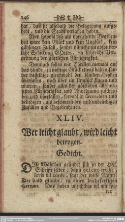 XLIV. Wer leicht glaubt, wird leicht betrogen. Gedicht