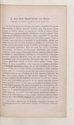 V. Aus dem Stadtrechte von Enns