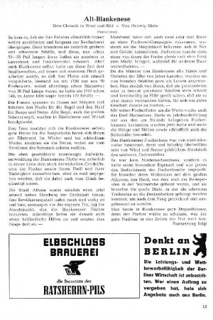 Alt-Blankenese : Eiene Chronik in Bild und Wort ( Fortsetzung)