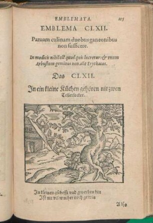 Emblema CLXII. Paruam culinam duobus ganeonibus non sufficere.