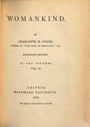 Womankind : in 2 volumes, 2