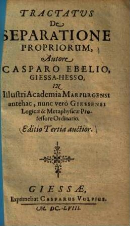 Tactatus de separatione propriorum ...