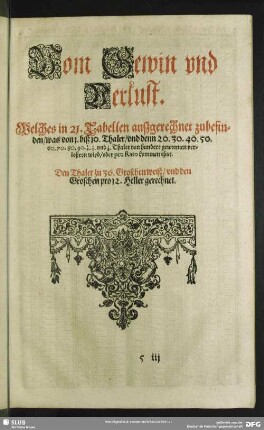 Vom Gewin und Verlust