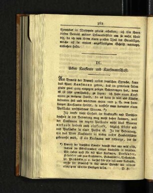 IX. Ueber Kaufleute und Kaufmannschaft.