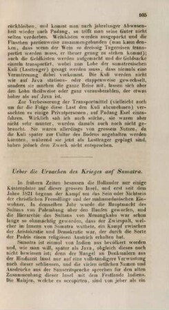Ueber die Ursachen des Krieges auf Sumatra