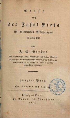 Reise nach der Insel Kreta im griechischen Archipelagus im Jahre 1817 : mit Kupfern und Karten, 2