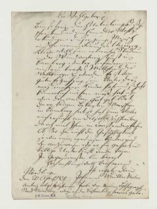 Brief von Johannes Müller an Joseph Heller