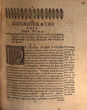 Dissertatio Theologica, De Clavibus Ecclesiae : Occasione dicti Matth. XVI,19.