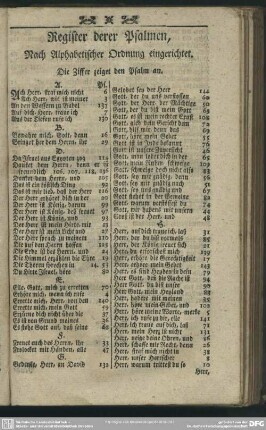 Register derer Psalmen, Nach Alphabetischer Ordnung eingerichtet