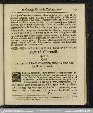 Partis I. Generalis