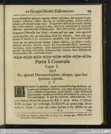 Partis I. Generalis