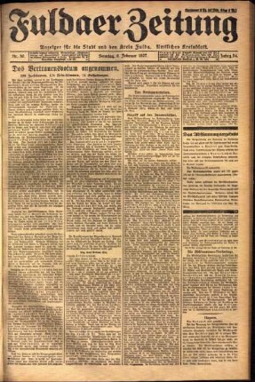 Erste Ausgabe vom Sonntag, den 06. Februar 1927.