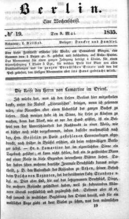 No. 19, 9. Mai 1835