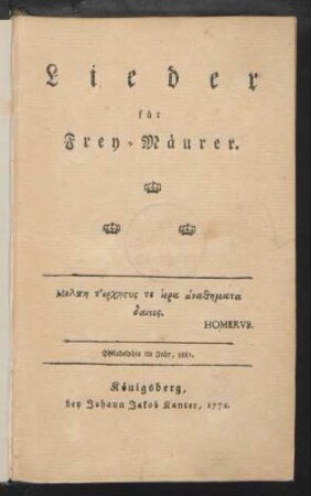 Lieder für Frey-Mäurer