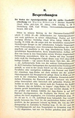 340-343 [Rezension] Dibelius, Martin, Die Reden der Apostelgeschichte und die antike Geschichtsschreibung