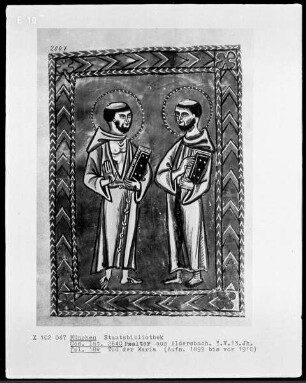 Psalter aus Aldersbach — Zwei männliche Heilige mit Buch, Folio 18verso