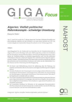 Algerien : Vielfalt politischer Reformkonzepte ; schwierige Umsetzung
