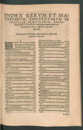 Index Rerum Et Materiarum ...