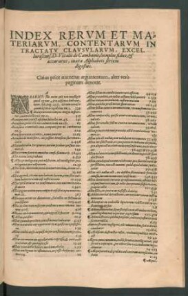 Index Rerum Et Materiarum ...