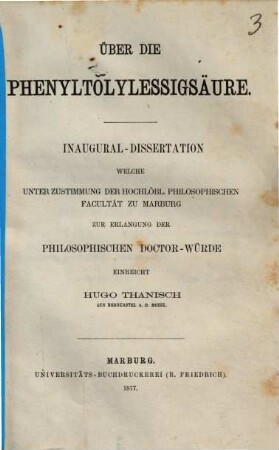 Über die Phenyltolylessigsäure : (Doctordiss.)