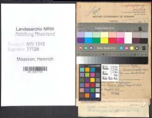 Entnazifizierung Heinrich Maassen , geb. 29.05.1903 (Metzger)