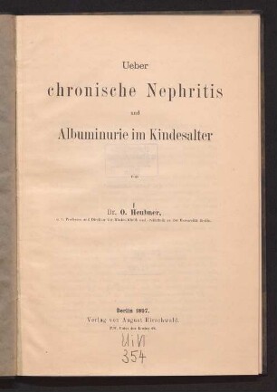 Ueber chronische Nephritis und Albuminurie im Kindesalter