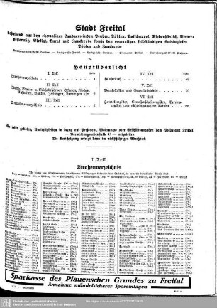 Stadt Freital. bestehend aus den ehemaligen Landgemeinden Deuben, Döhlen, Potschappel, Niederhäslich, Niederpesterwitz, Birkigt, Burgk und Zauckerode sowie den vormaligen selbständigen Gutsbezirken Döhlen und Zauckerode