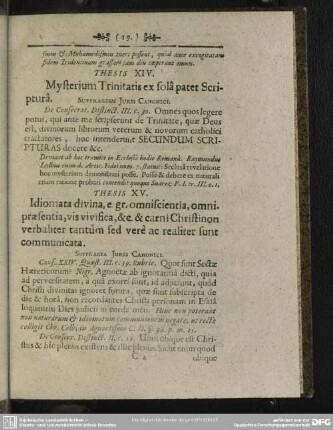 Thesis XIV. Mysterium Trinitatis ex sola patet Scriptura