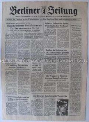 Tageszeitung "Berliner Zeitung" zum Abschluss des Außerordentlichen Parteitages der SED und zur Formierung der PDS