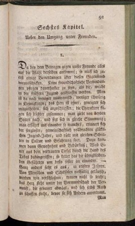 Sechstes Kapitel. Ueber den Umgang unter Freunden.