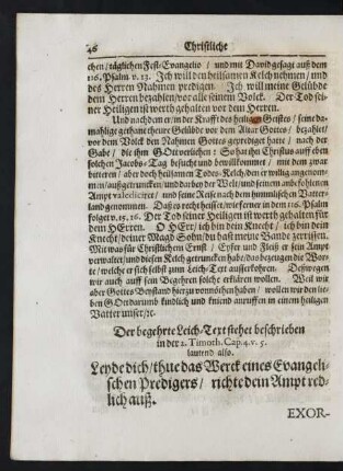 Der begehrte Leich-Text stehet beschrieben in der 2. Timoth. Cap. 4. v. 5. lautend also.