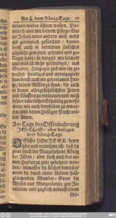 Am Tage der Offenbahrung Jesu Christi, oder heiligen drey König-Tage.