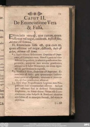 Caput II. De Enunciatione Vera & Falsa.