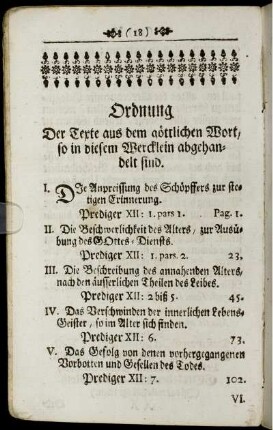 Ordnung. Der Texte aus dem göttlichen Wort, so in diesem Wercklein abgehandelt sind