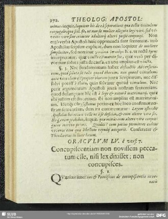 Oraculum LV. e vers: 7. Concupiscentiam non nvissem peccatum esse, nisi lex dixisset : non concupisces