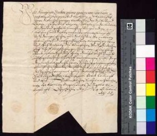 Kunigunde Berka von Duba, geborene Gräfin von Eberstein (Königunda Berckin Gräffin von Eberstein), bestätigt Bürgermeister und Rat der Stadt Bautzen den Empfang der königlichen Jahrrente zu St. Georgi von 11 Schock 15 Groschen für die nachgelassenen Kinder des Herrn Berka auf Duba.