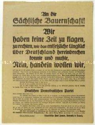 Aufruf zur Bildung des Sächsischen Bauernbundes