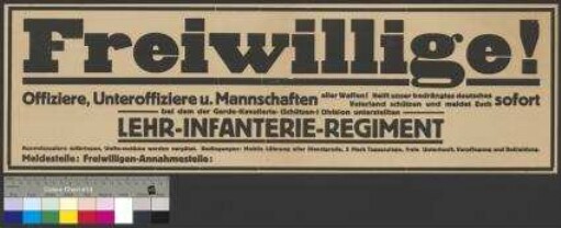 Werbeplakat für den Eintritt in das                                     Lehr-Infanterie-Regiment bei der                                     Gardekavallerie-Schützendivision