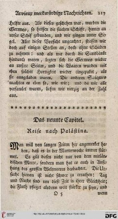 Das neunte Capitel: Reise nach Palästina