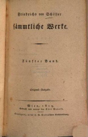 Friedrichs von Schiller sämmtliche Werke, 5. Band
