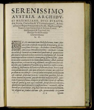Serenissimo Austriæ Archiduci Maximiliano, Duci Burgundiæ [...]