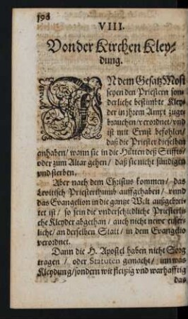 VIII. Von der Kirchen Kleydung.
